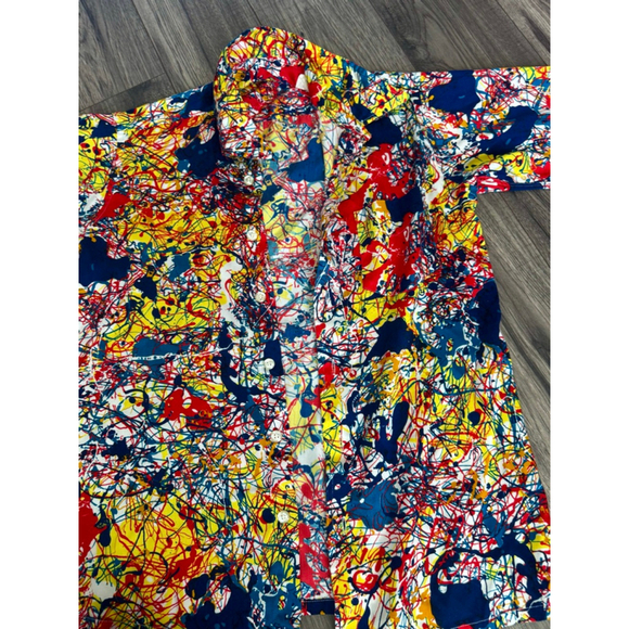 Jackson Pollock Abstract Art Edition Men’s Size Large Button Up Originally $105